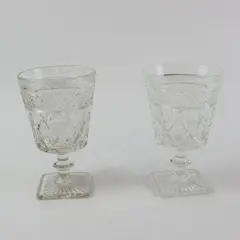 Set of 2 Vintage Imperial Glass Cape Cod Wafer Stem Water Goblets