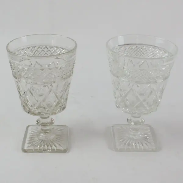 Set of 2 Vintage Imperial Glass Cape Cod Wafer Stem Water Goblets