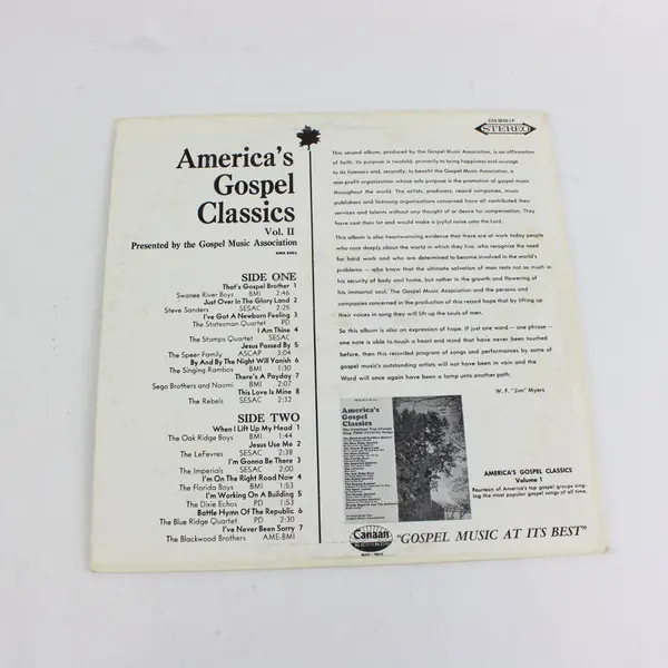 America's Gospel Classics Vol. II Canaan Records 12" Vinyl LP 33 RPM
