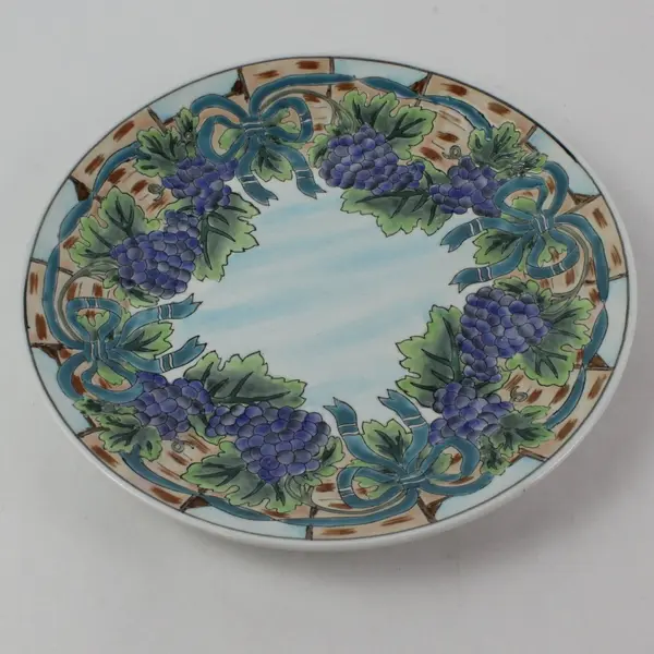 Hand-Painted Ceramic Grapevine Decorative Display Plate 10in Not For Food Use