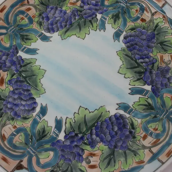 Hand-Painted Ceramic Grapevine Decorative Display Plate 10in Not For Food Use