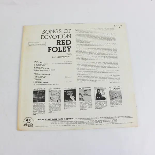 Red Foley Songs Of Devotion Decca DL 4198 12" Vinyl LP