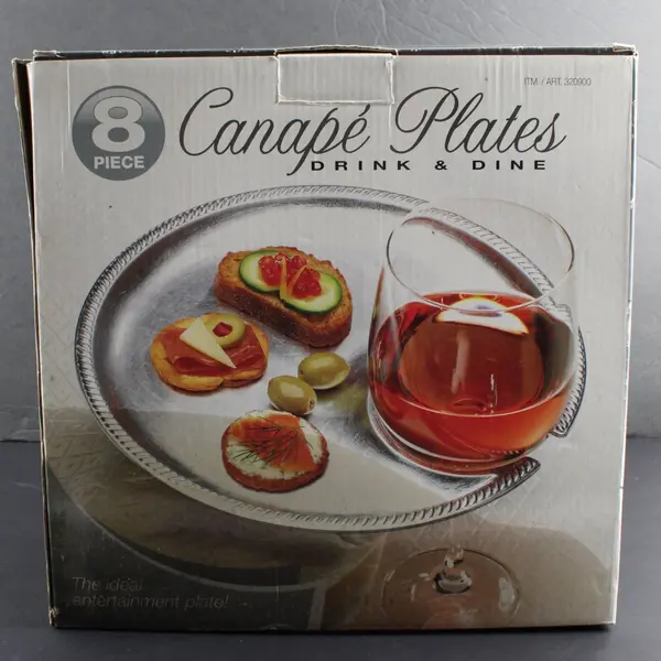 8pc Silver-Tone Lacquered Canapé Plates Set 6in MPN 320900