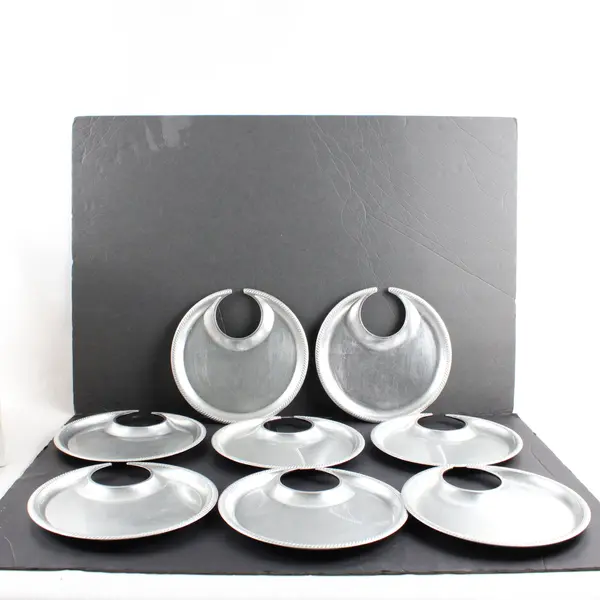 8pc Silver-Tone Lacquered Canapé Plates Set 6in MPN 320900