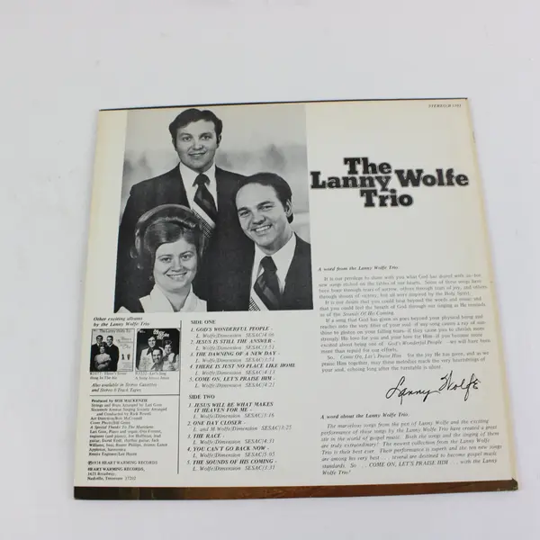  Lanny Wolfe Trio Come On Let's Praise Him 12" Vinyl Record