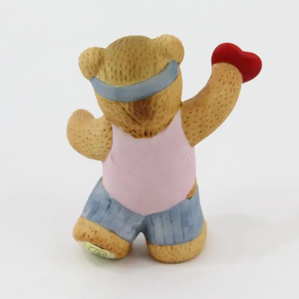 1985 Enesco Lucy Rigg Lucy and Me Exercising Bear Heart Figurine