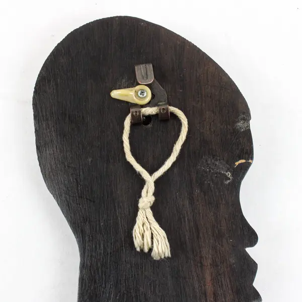 Vintage African Tribal Carved Wood Male Female Profile Wall Plaques