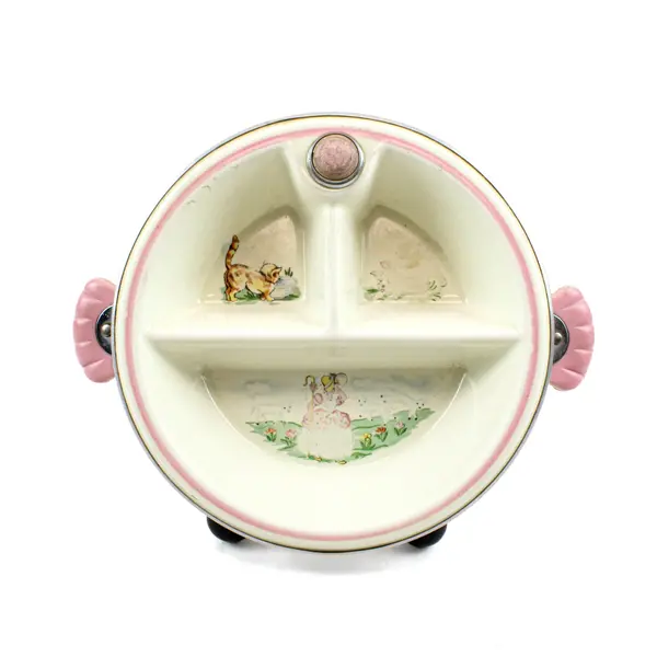 Vintage Little Bo Peep Child's Food Warming Plate Hot Water