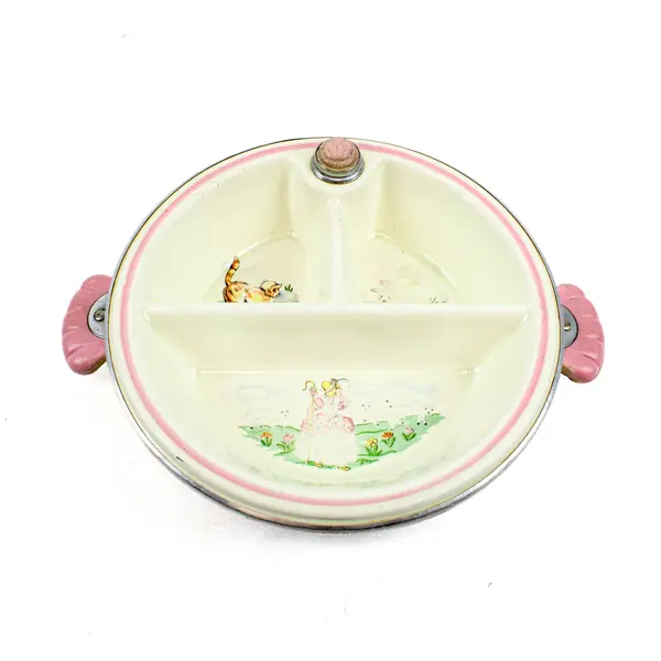 Vintage Little Bo Peep Child's Food Warming Plate Hot Water