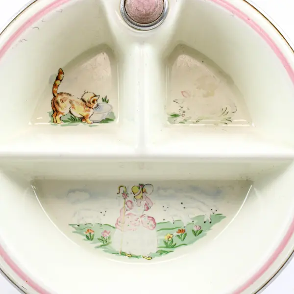 Vintage Little Bo Peep Child's Food Warming Plate Hot Water