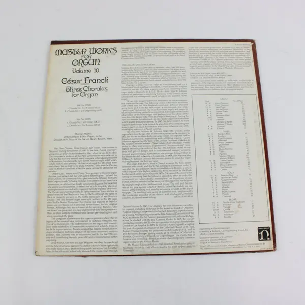 Thomas Murray César Franck Master Works for Organ Vol 10 Nonesuch 12" LP