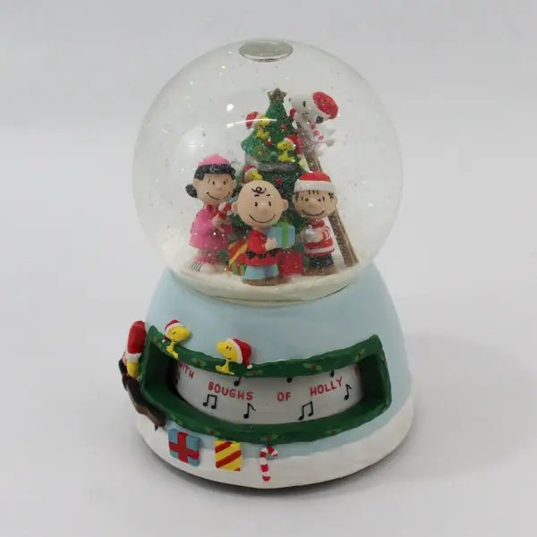 Kurt Adler Peanuts Lighted Musical Christmas Snow Globe Animated Movement