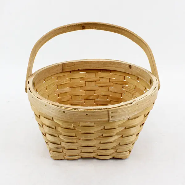 Vintage Handwoven Basket Swinging Handle 9x10 Wood