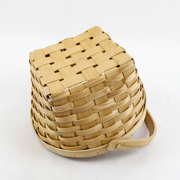 Vintage Handwoven Basket Swinging Handle 9x10 Wood