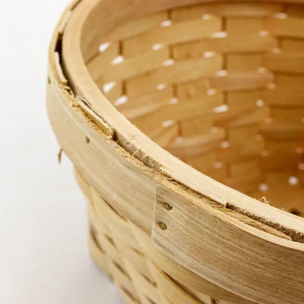 Vintage Handwoven Basket Swinging Handle 9x10 Wood