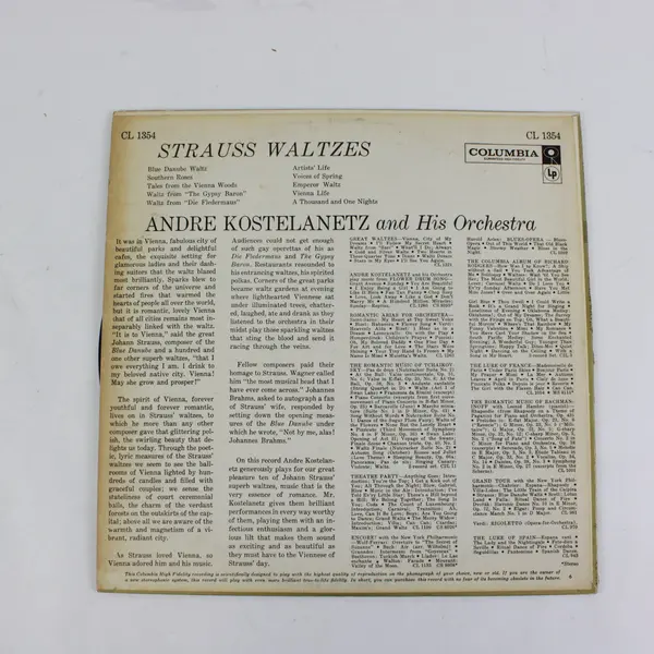 Strauss Waltzes Andre Kostelanetz Columbia 12" LP Vinyl Record CL 1354