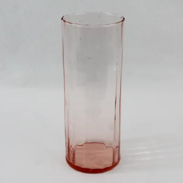 Tall Smooth Peach Pink Glass Cylinder Vase 10.75" Home Décor