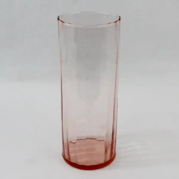 Tall Smooth Peach Pink Glass Cylinder Vase 10.75" Home Décor