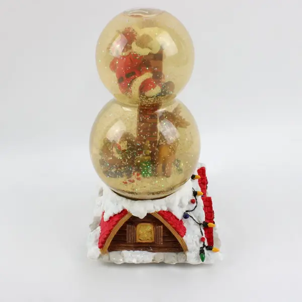Enesco Fa-La-La 2001 Santa Chimney Musical Waterball Snow Globe 463054 WORKS