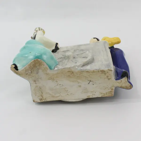 Brayton Laguna Pottery Couple Pushing And Pulling 2 Wheel Cart Planter