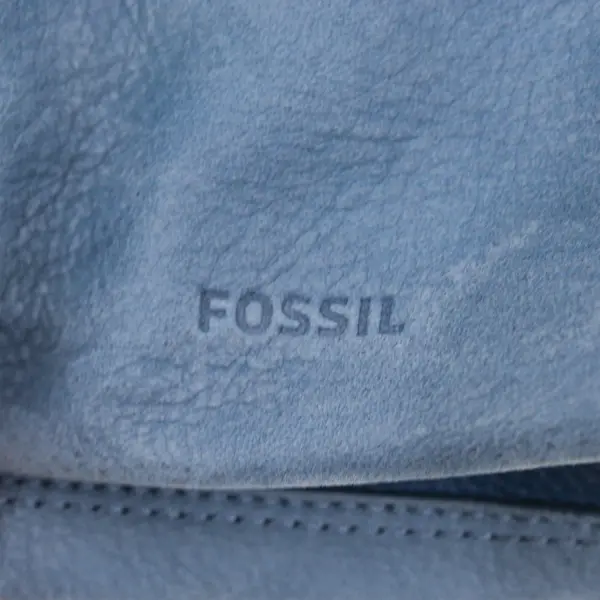 Fossil Small Blue Leather Zipper Pouch Purse Wallet Cosmetic Bag