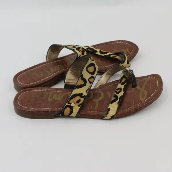 Sam Edelman Jaguar Print Dyed Haircalf Sandals Women's Size 8.5 FLAWED