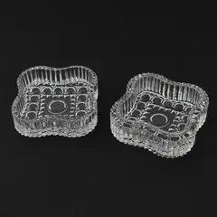 Vintage ALCO Pair of 2 Square Crystal Trinket Boxes Jewelry Keepsake 2.5"