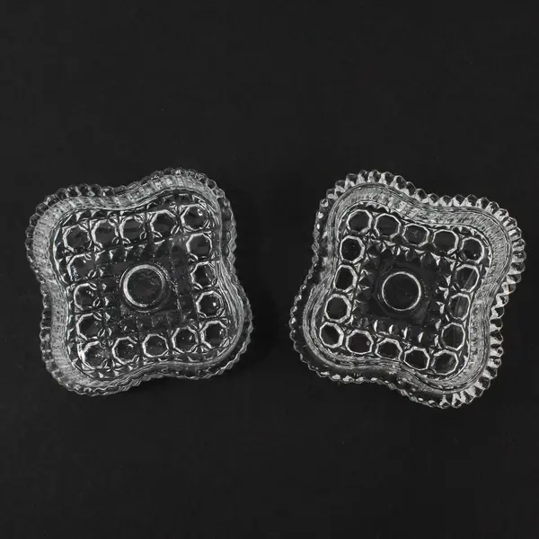 Vintage ALCO Pair of 2 Square Crystal Trinket Boxes Jewelry Keepsake 2.5"