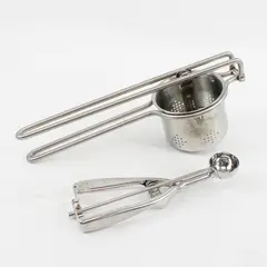 Lot of 2 Kitchen Tools Stainless Steel Potato Ricer and Scoop