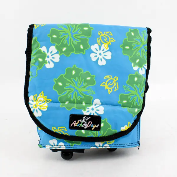 Aloha Days Insulated Lunch Bag Cooler Tote Blue Floral Sea Turtle