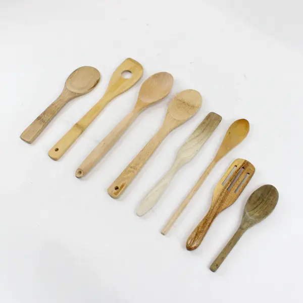 Lot of 8 Assorted Wooden Kitchen Utensils Spoons Spatulas 1 IKEA-Marked Piece