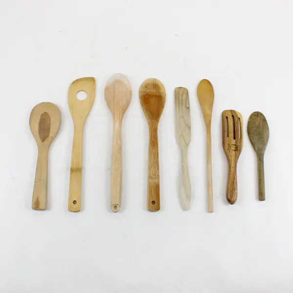 Lot of 8 Assorted Wooden Kitchen Utensils Spoons Spatulas 1 IKEA-Marked Piece