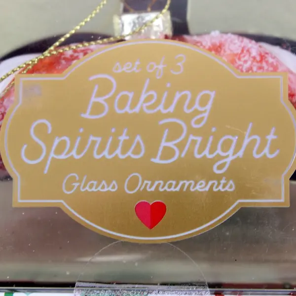 Pink Sky 2025 Set of 3 Baking Spirits Bright Glass Ornaments Boxed