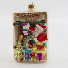 VTG Christopher Radko Santa Christmas Story Postcard Design Hand Blown Glass