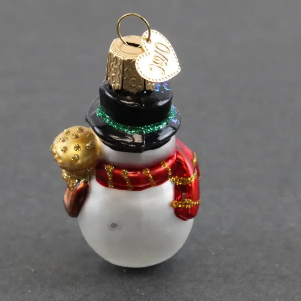 Old World Christmas Miniature Mr Snowy Glass Ornament 2.5" Red Scarf Good