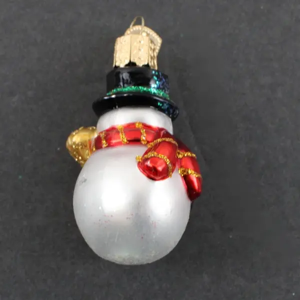 Old World Christmas Miniature Mr Snowy Glass Ornament 2.5" Red Scarf Good