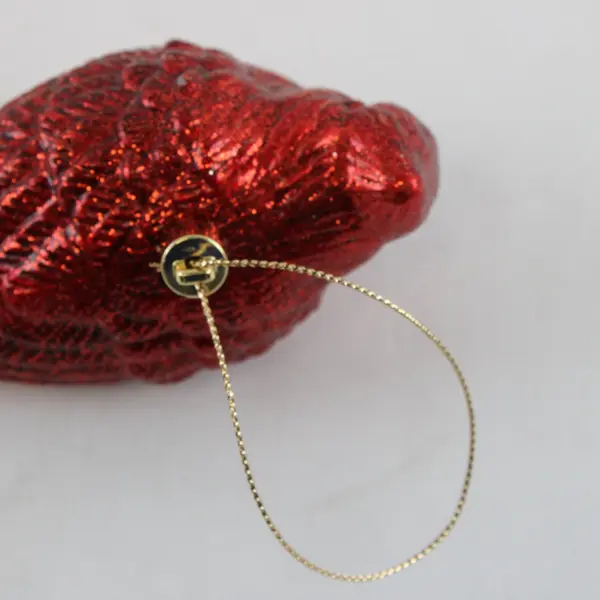 Hand Blown Red W/Glitter Cardinal Glass Ornament 2.5" Tall Good