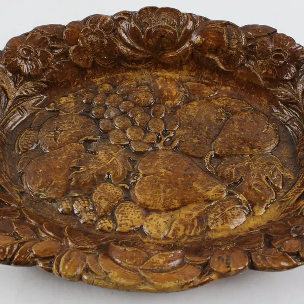 Vintage Burwood Oval Tray 12x8 Fruit & Flowers Design Side Handles