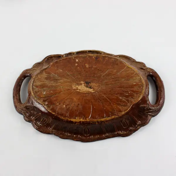 Vintage Burwood Oval Tray 12x8 Fruit & Flowers Design Side Handles