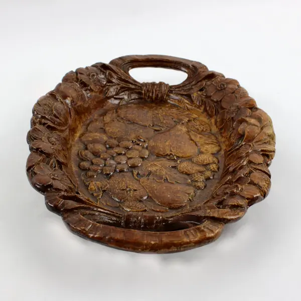 Vintage Burwood Oval Tray 12x8 Fruit & Flowers Design Side Handles