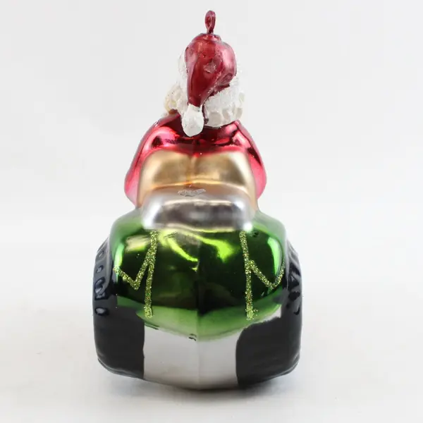 Santa Ornament Driving Red Green Festive Tractor 4.5" Tall Good