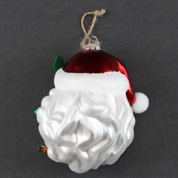 Vintage Blown Glass Santa Claus Head Ornament Mini String Lights 5 Inch