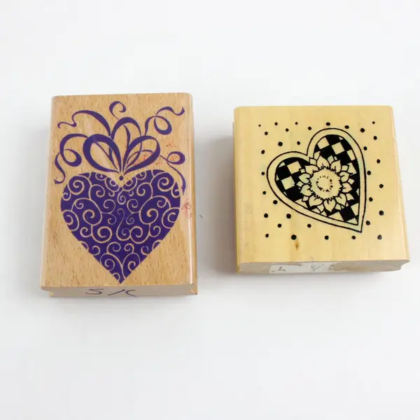 Lot of 6 Rubber & Wood Stamps Valentines/Hearts theme Assorted Brands 
