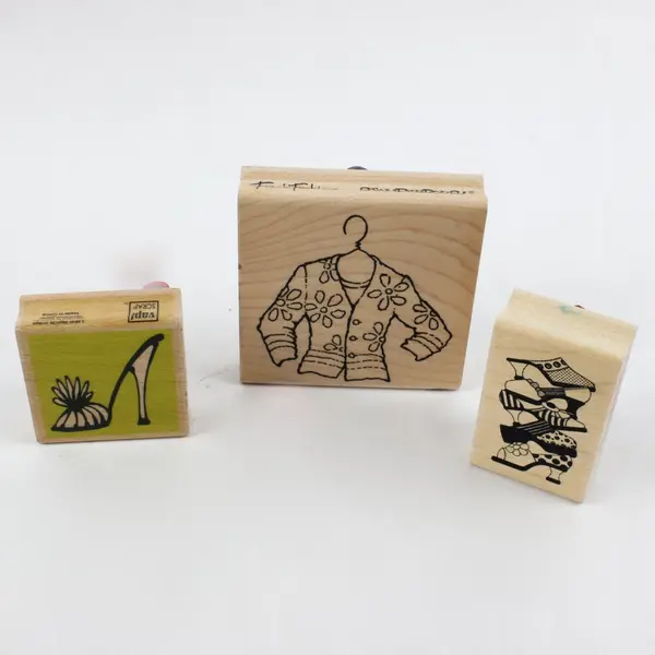 Lot of 6 Stampin' Up! Rubber Wood Fashion Apparel Stamps Assorted Brands