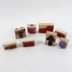 Lot of 8 Mixed Brand Wood-Mounted Stamps Stampin' Up! Stampabilities