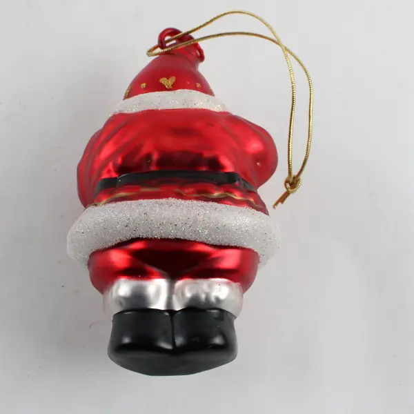 Vintage Hand Blown Glass Santa Ornament Green Blue Scarf 5.25"