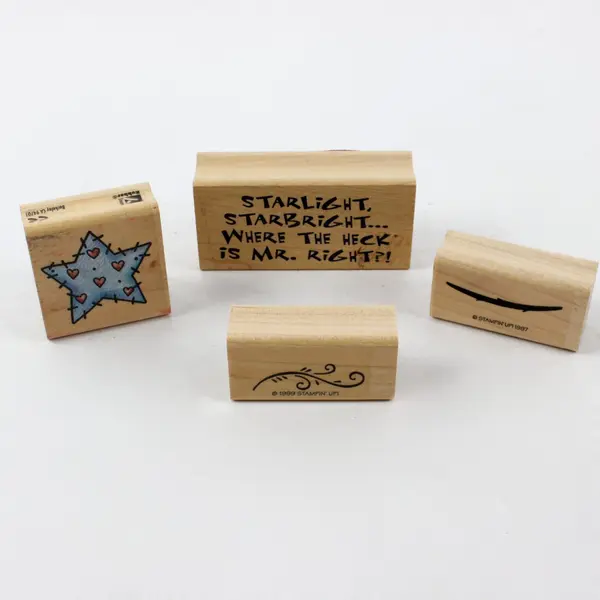 Lot of 8 Rubber & Wood Stamps Assorted Themes Brands Sizes