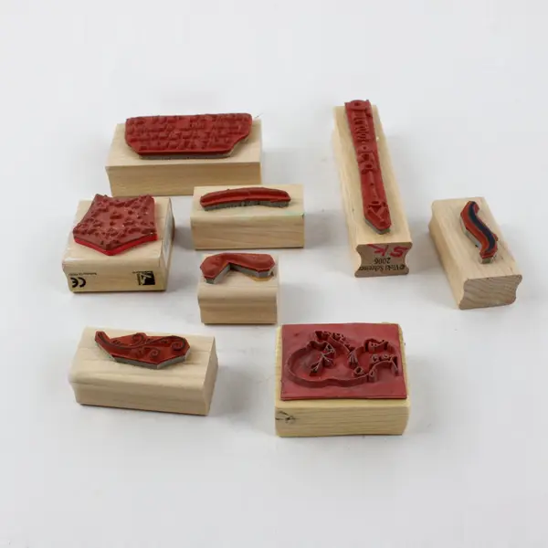 Lot of 8 Rubber & Wood Stamps Assorted Themes Brands Sizes