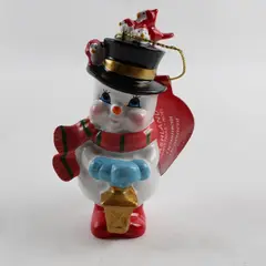 Vintage Ashland Christmas Ceramic Snowman Ornament Tagged 3.5in Chip