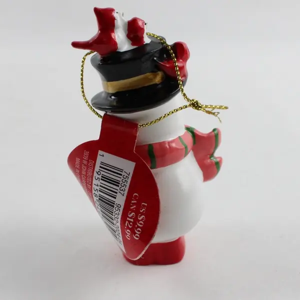 Vintage Ashland Christmas Ceramic Snowman Ornament Tagged 3.5in Chip